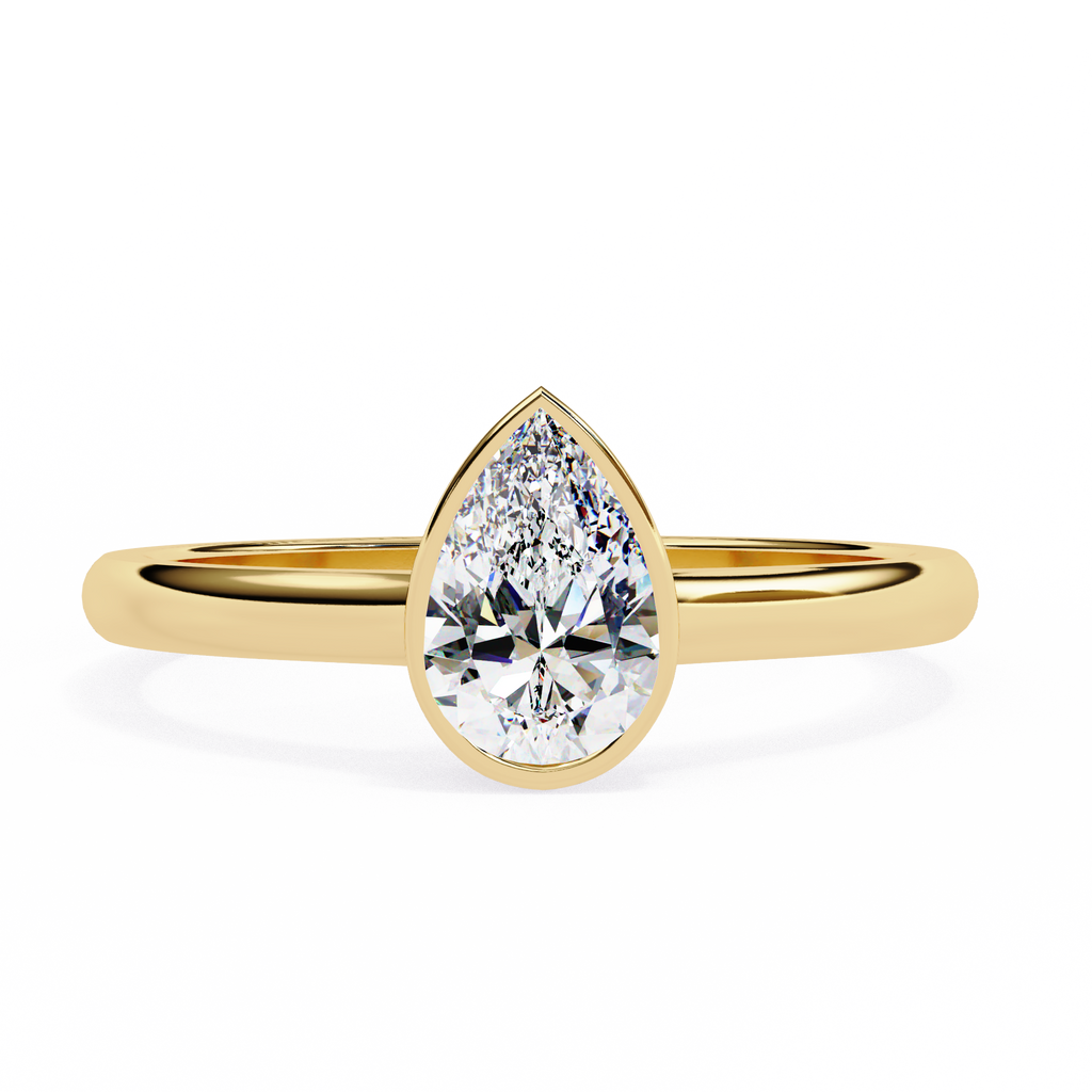 0.60ct Pear Cut Lab-Grown Diamond Ring | Full Bezel Setting | VR260030