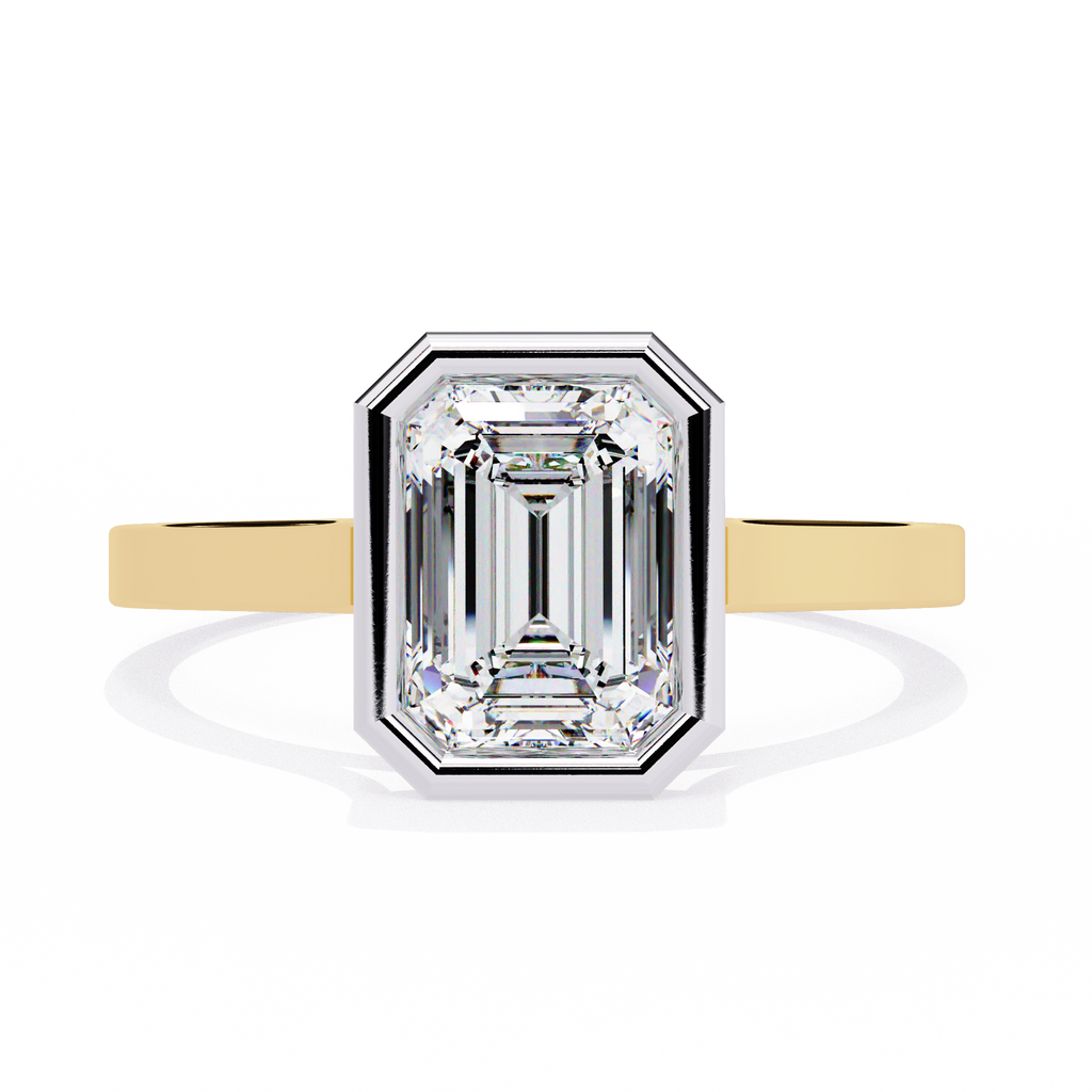 1.30ct Emerald Cut Lab-Grown Diamond Ring | Full Bezel Setting | VR260031
