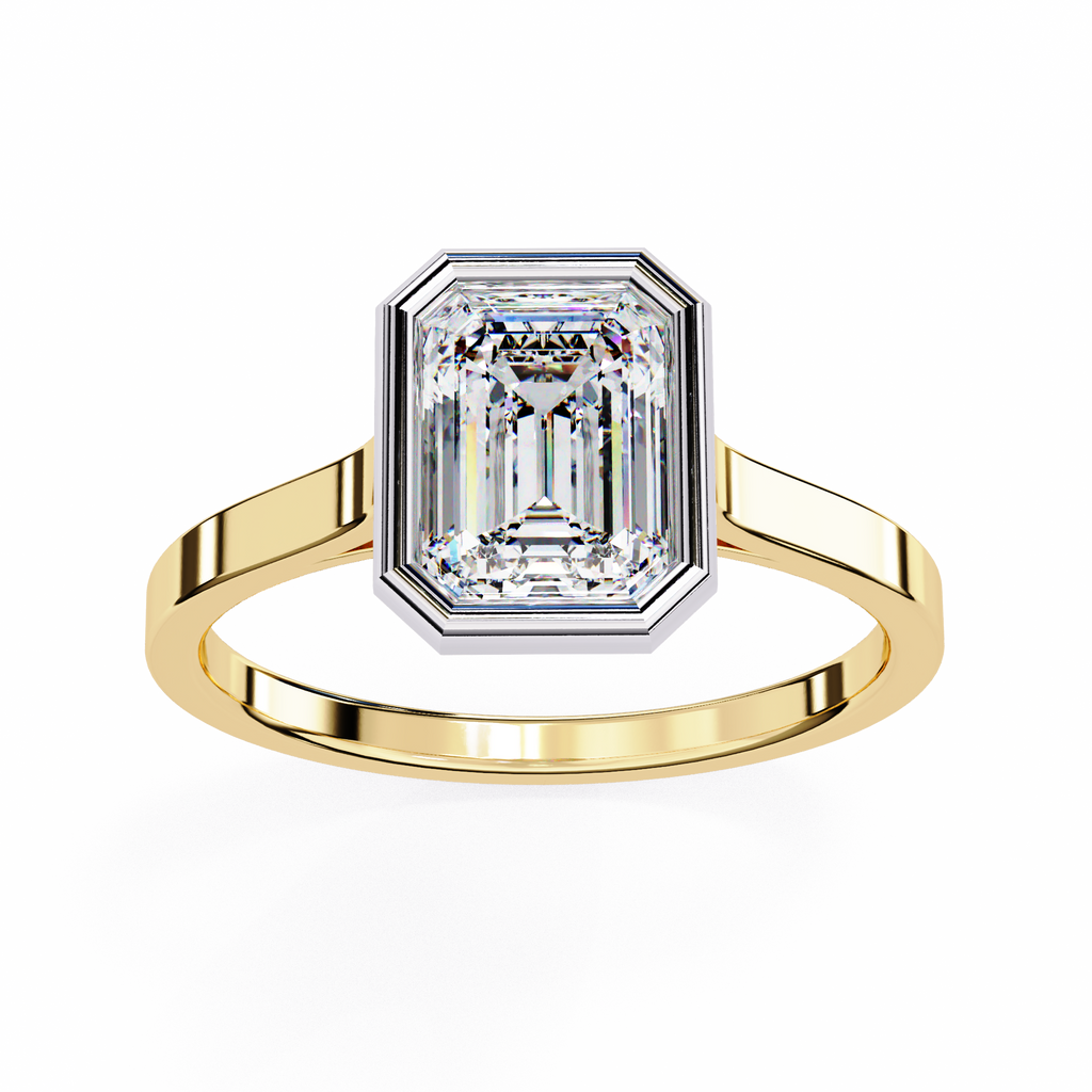 1.30ct Emerald Cut Lab-Grown Diamond Ring | Full Bezel Setting | VR260031