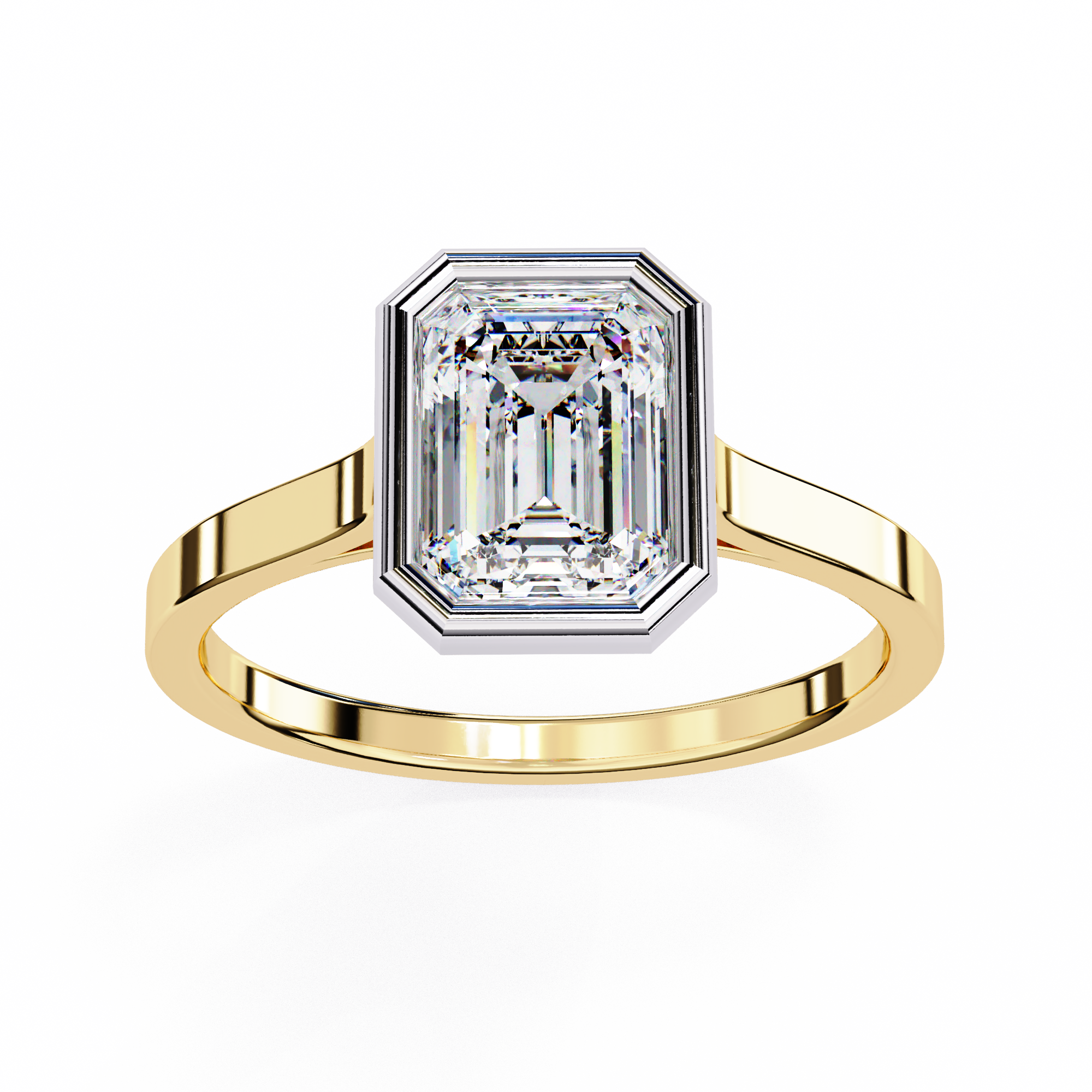 1.30ct Emerald Cut Lab-Grown Diamond Ring | Full Bezel Setting | VR260031
