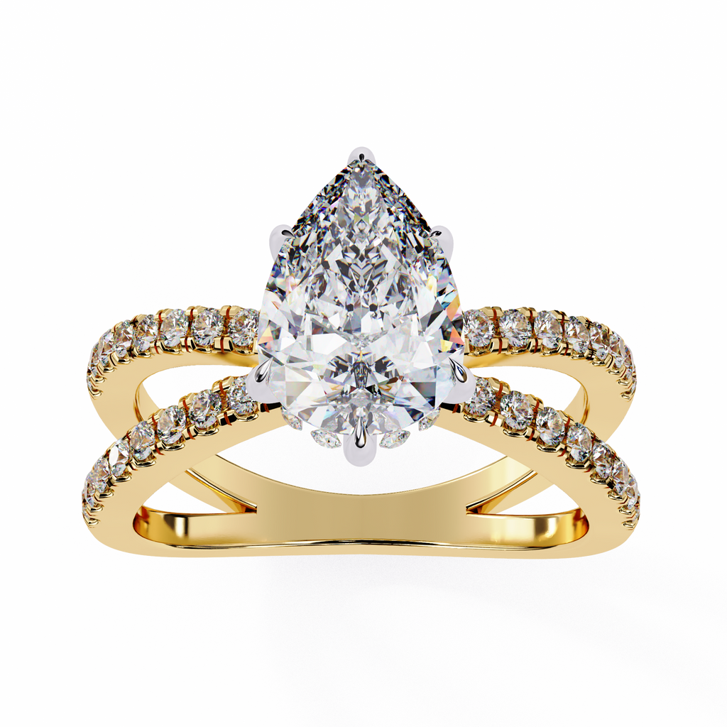 1.80ct Pear Cut Lab-Grown Diamond Ring | Pavé Gallery & Pavé Shank | VR260033