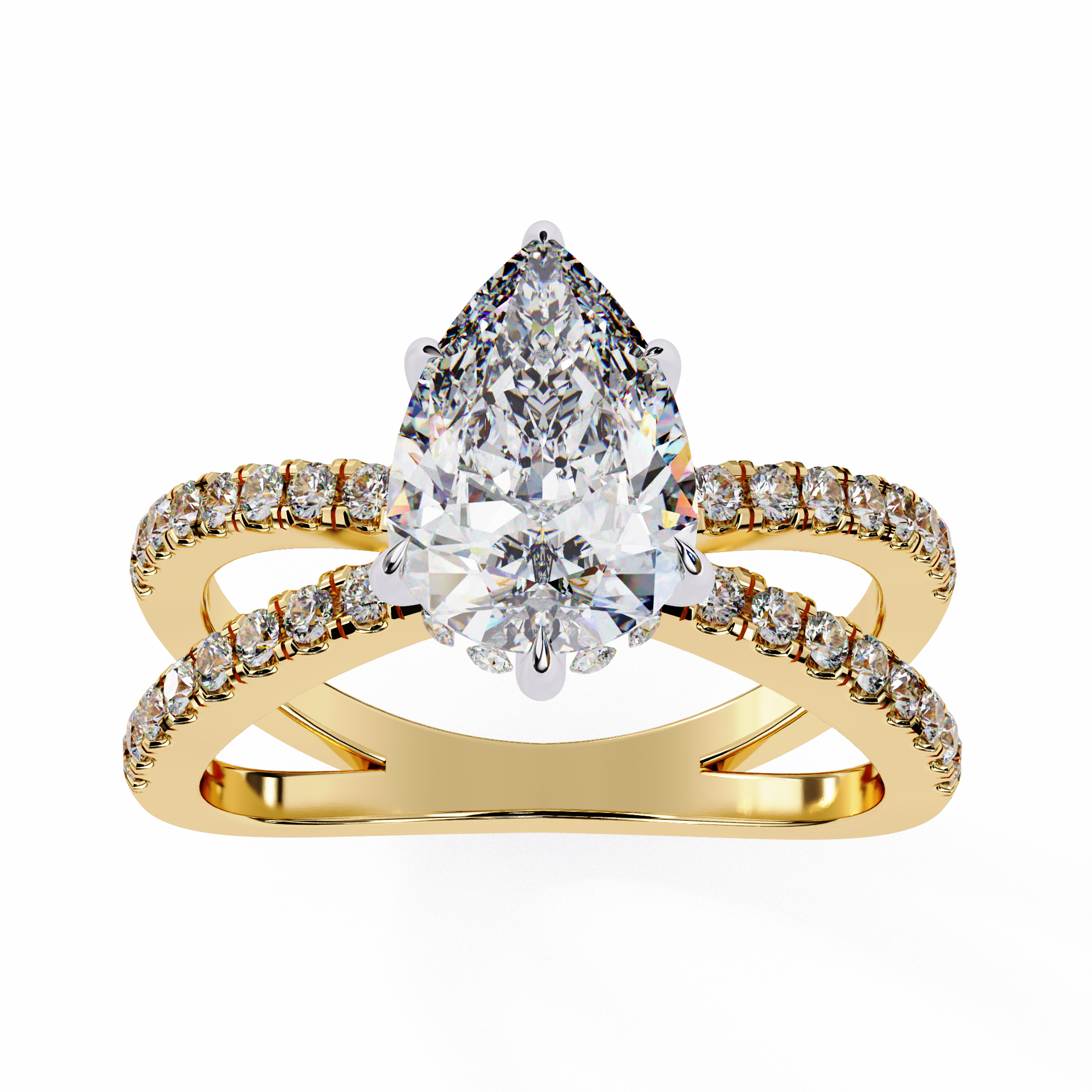 1.80ct Pear Cut Lab-Grown Diamond Ring | Pavé Gallery & Pavé Shank | VR260033