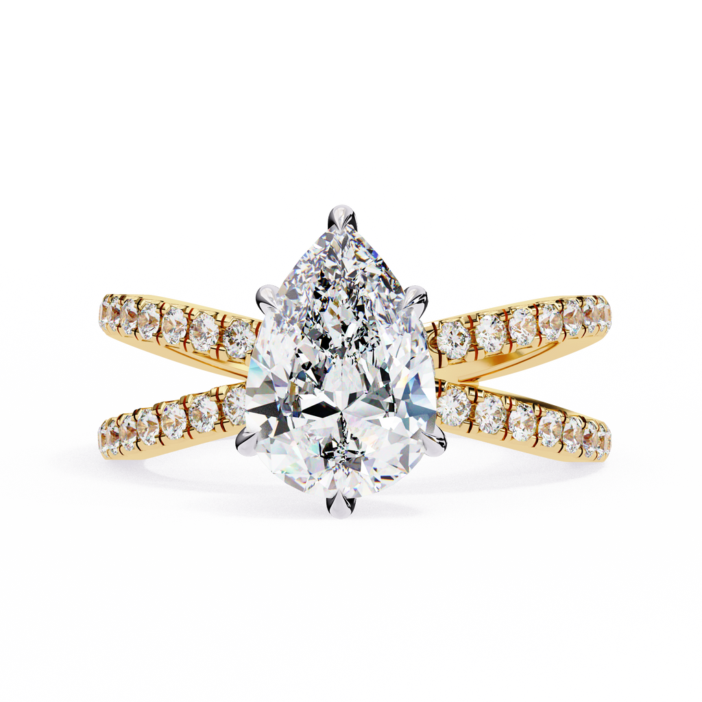 1.80ct Pear Cut Lab-Grown Diamond Ring | Pavé Gallery & Pavé Shank | VR260033