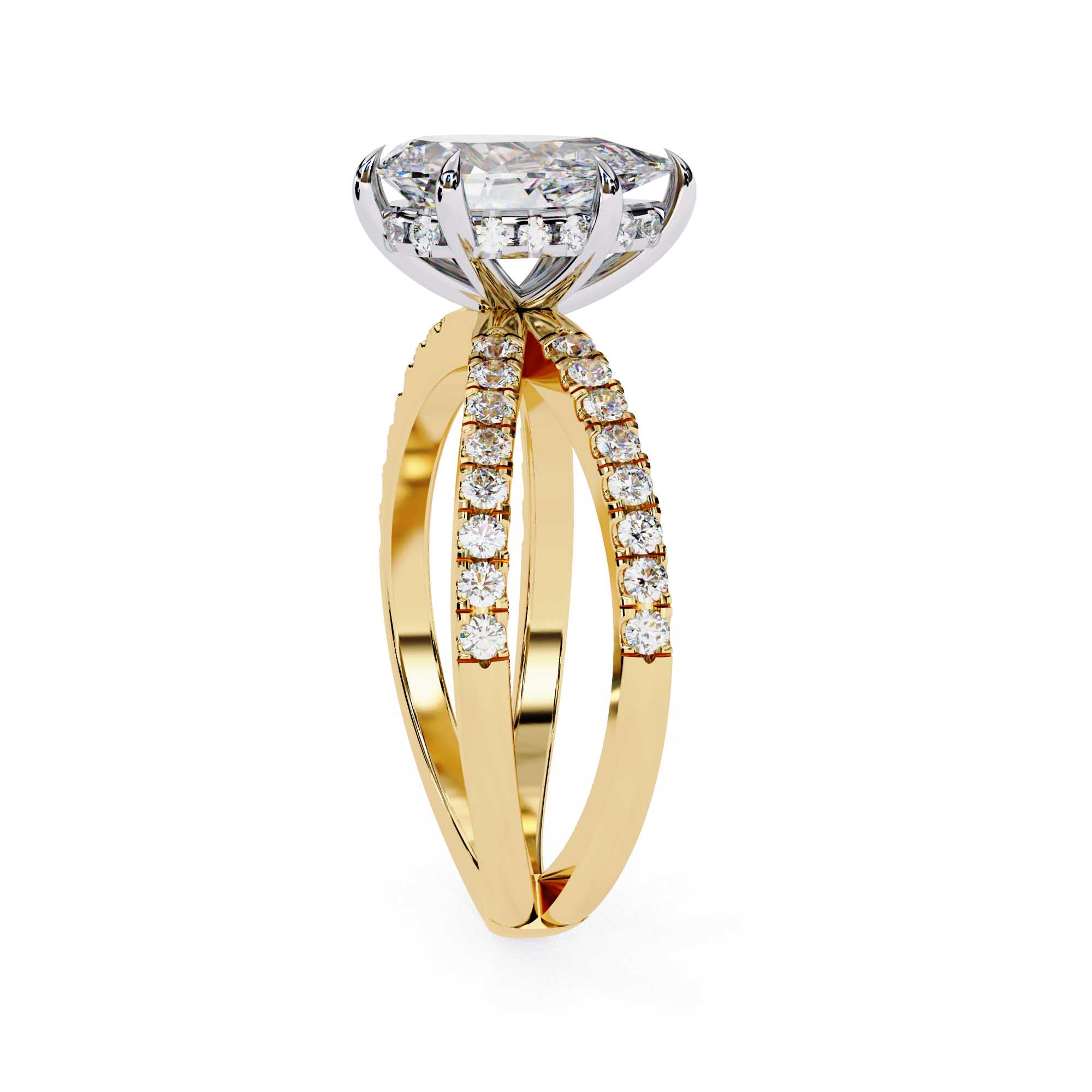 1.80ct Pear Cut Lab-Grown Diamond Ring | Pavé Gallery & Pavé Shank | VR260033