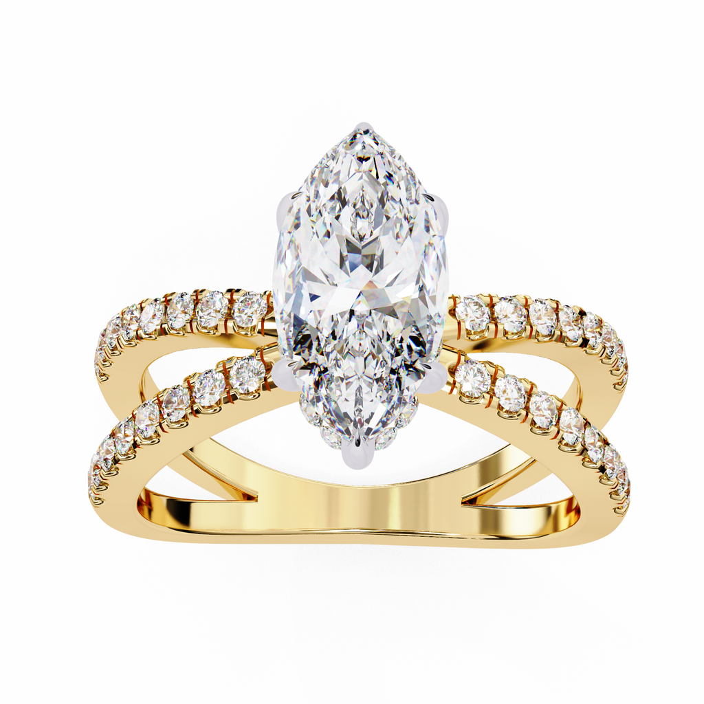 1.50ct Marquise Cut Lab-Grown Diamond Ring | Pavé Gallery & Pavé Shank | VR260035