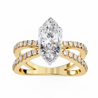 1.50ct Marquise Cut Lab-Grown Diamond Ring | Pavé Gallery & Pavé Shank | VR260035