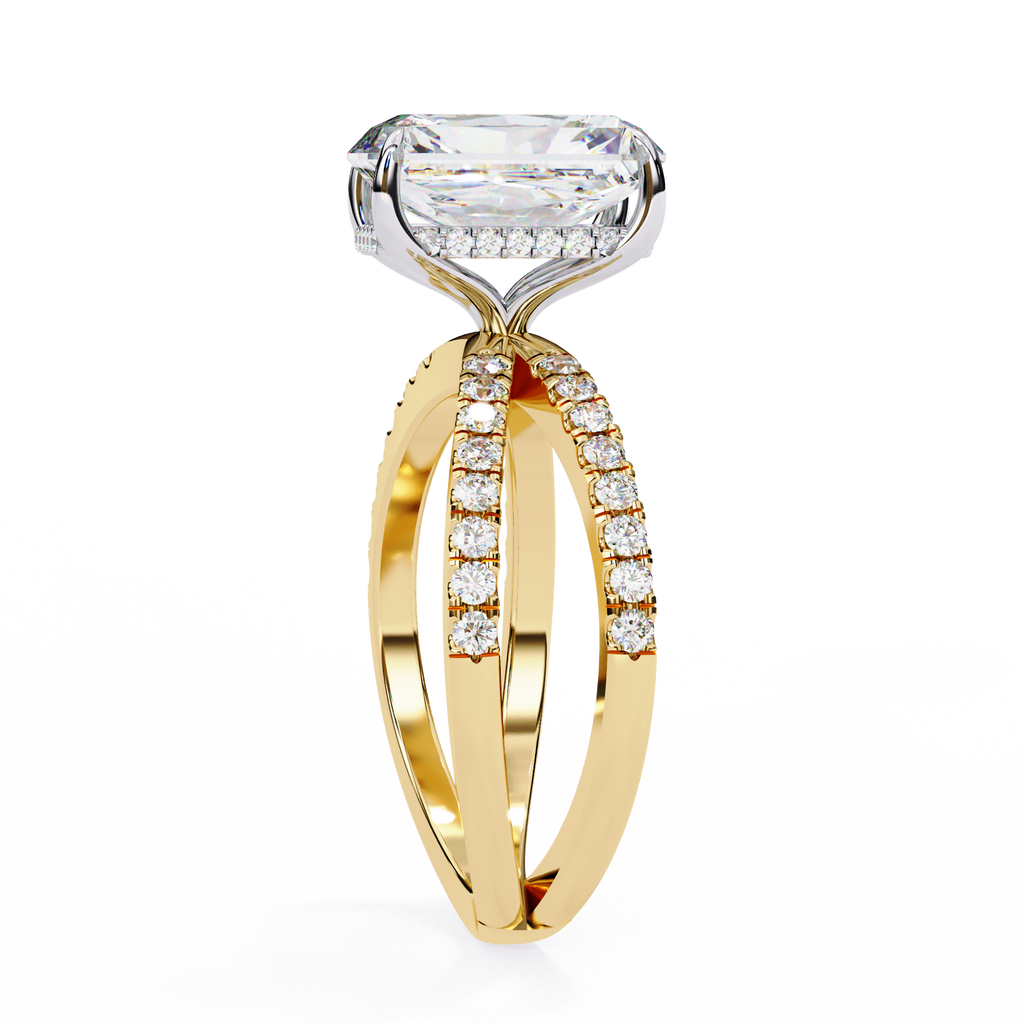 2.50ct Radiant Cut Lab-Grown Diamond Ring | Pavé Gallery & Pavé Shank | VR260036