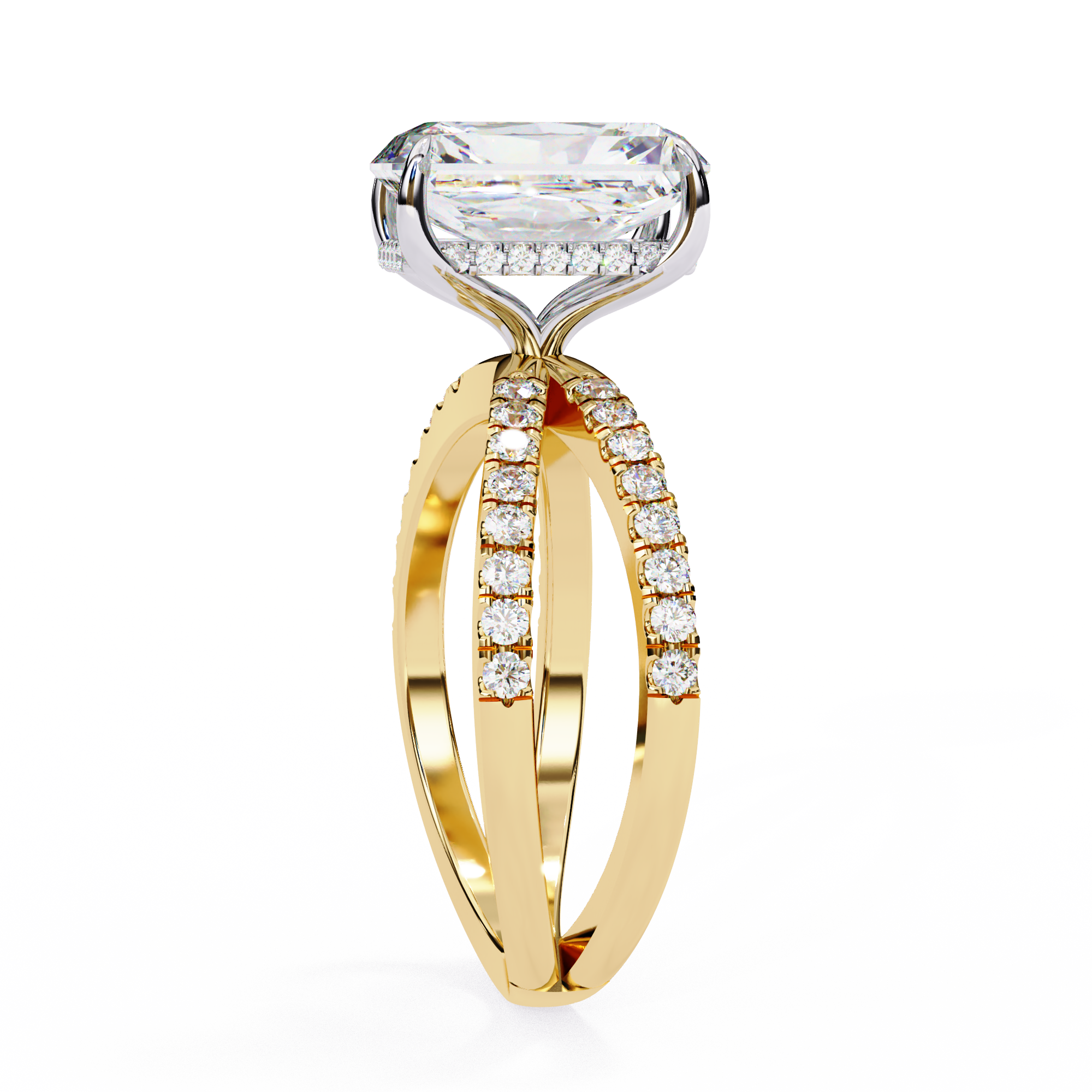 2.50ct Radiant Cut Lab-Grown Diamond Ring | Pavé Gallery & Pavé Shank | VR260036
