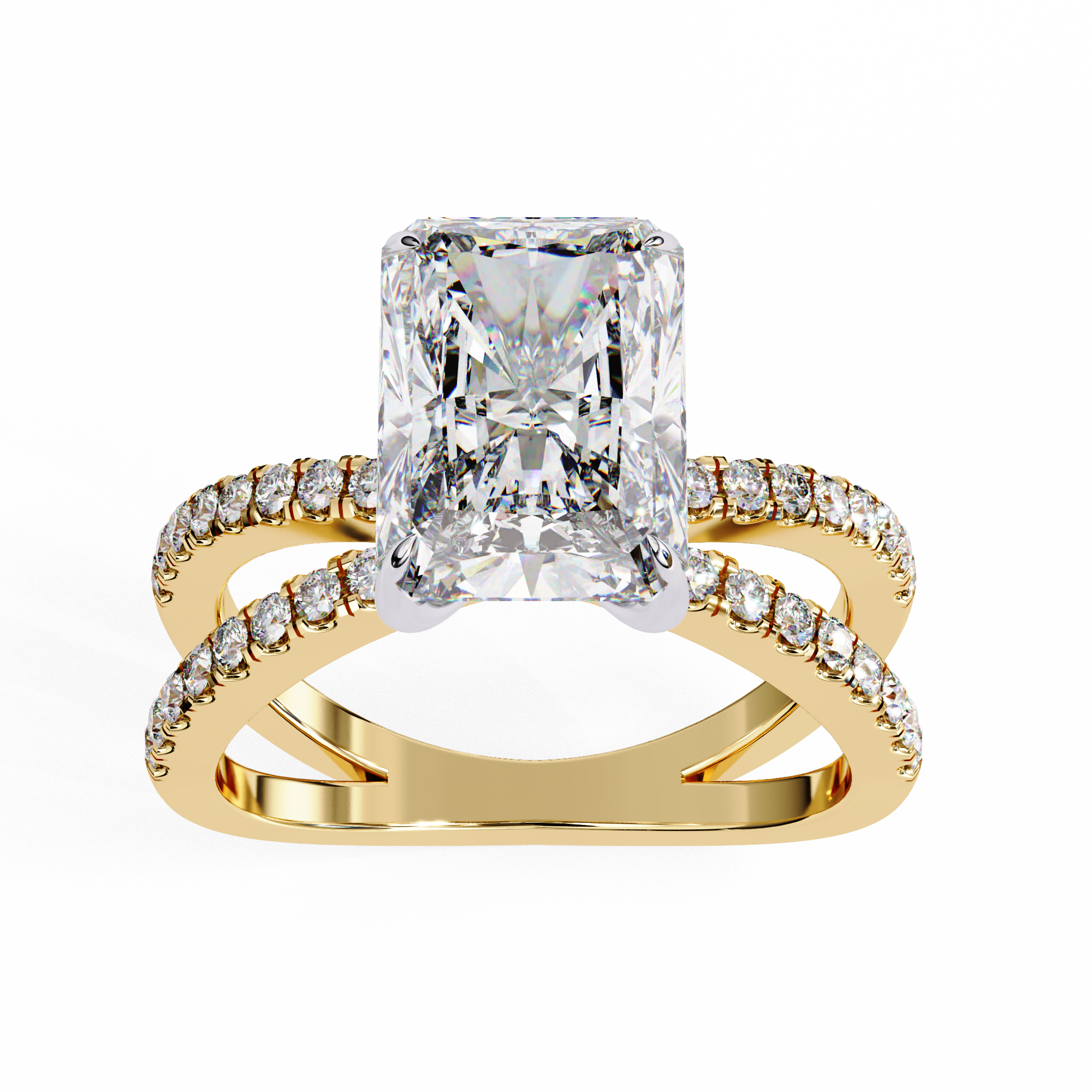 2.50ct Radiant Cut Lab-Grown Diamond Ring | Pavé Gallery & Pavé Shank | VR260036