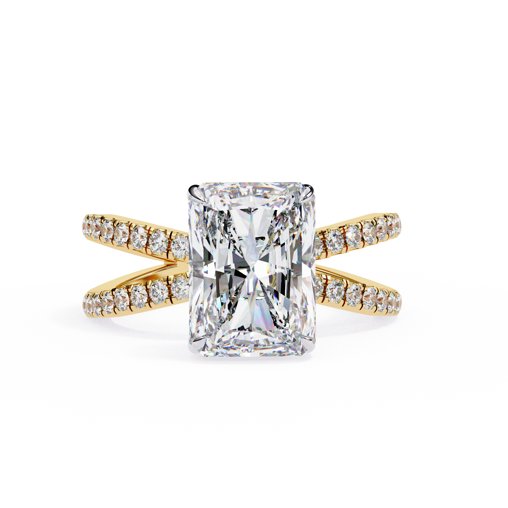 2.50ct Radiant Cut Lab-Grown Diamond Ring | Pavé Gallery & Pavé Shank | VR260036