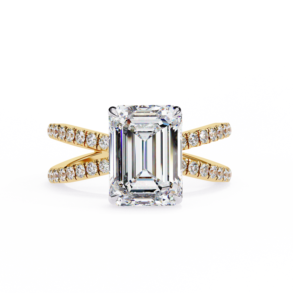 2.50ct Emerald Cut Lab-Grown Diamond Ring | Pavé Gallery & Pavé Shank | VR260037