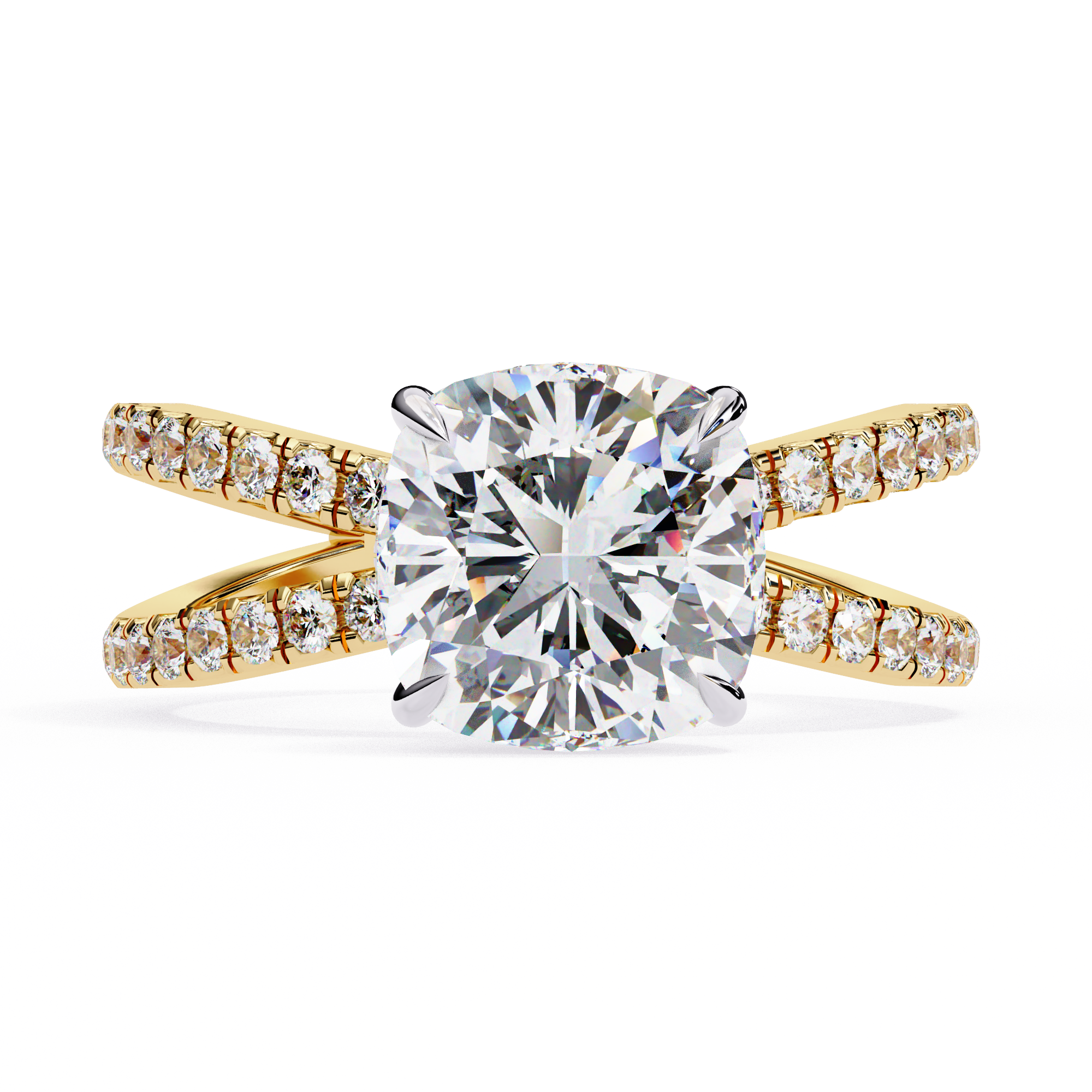 2.00ct Cushion Cut Lab-Grown Diamond Ring | Pavé Gallery & Pavé Shank | VR260038