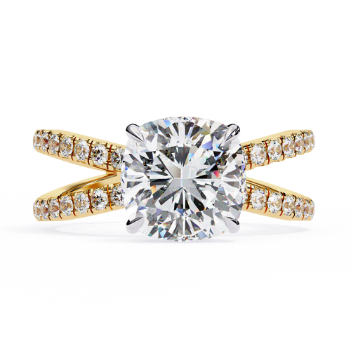 2.00ct Cushion Cut Lab-Grown Diamond Ring | Pavé Gallery & Pavé Shank | VR260038