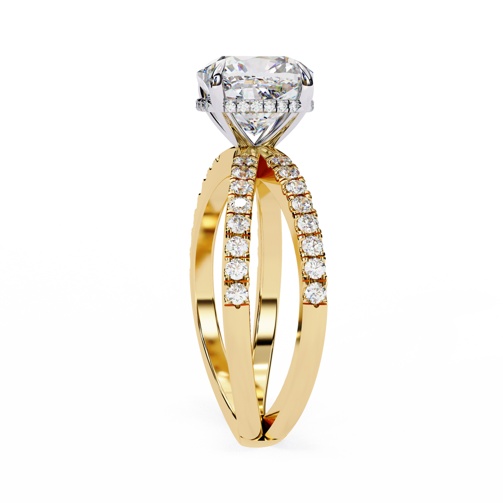 2.00ct Cushion Cut Lab-Grown Diamond Ring | Pavé Gallery & Pavé Shank | VR260038