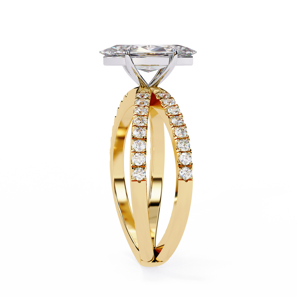 1.00ct Marquise Cut Lab-Grown Diamond Ring | Pavé Gallery & Pavé Shank | VR260041