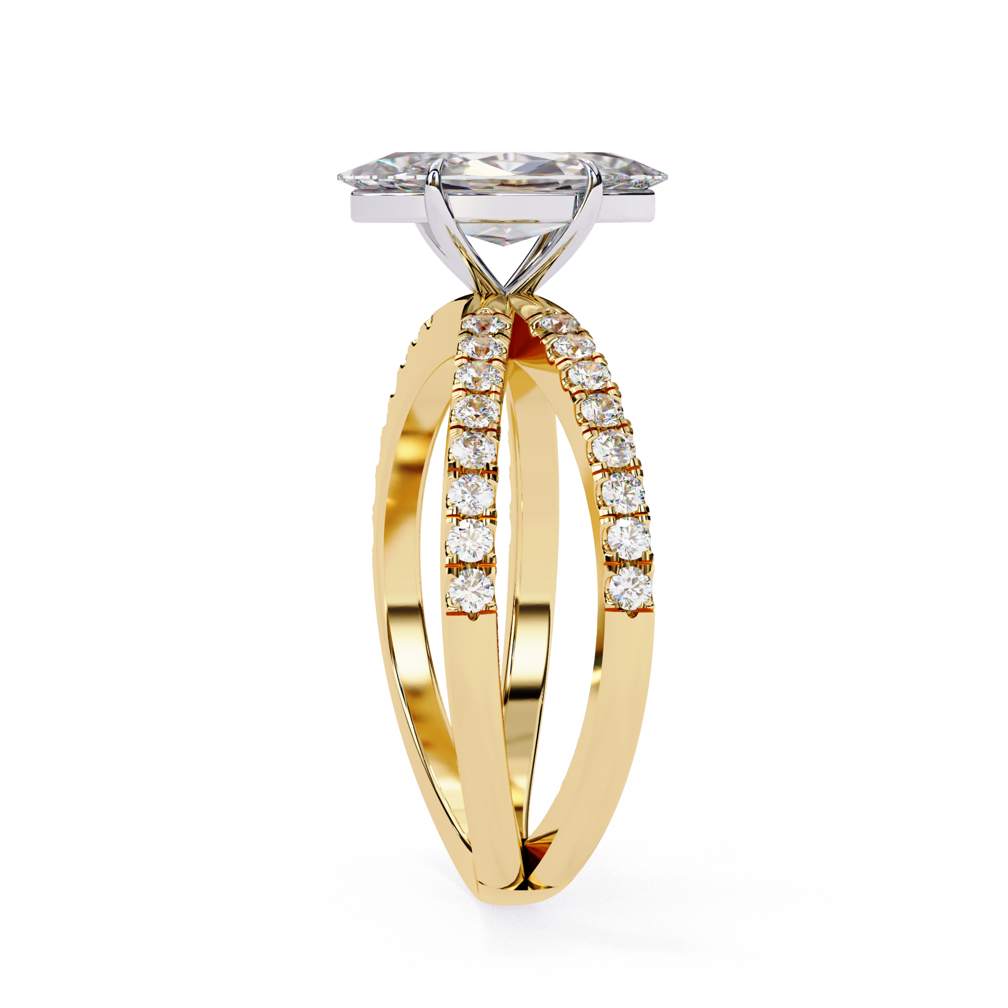1.00ct Marquise Cut Lab-Grown Diamond Ring | Pavé Gallery & Pavé Shank | VR260041