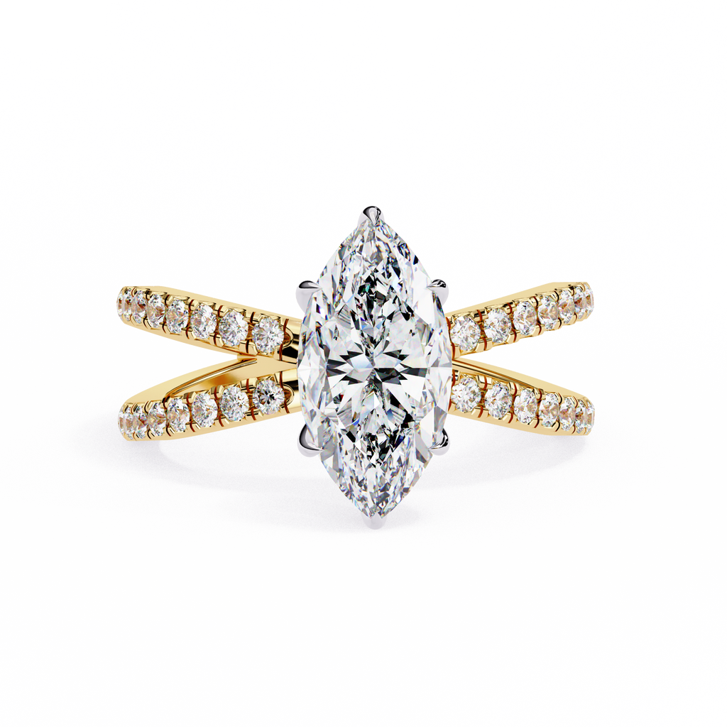 1.00ct Marquise Cut Lab-Grown Diamond Ring | Pavé Gallery & Pavé Shank | VR260041