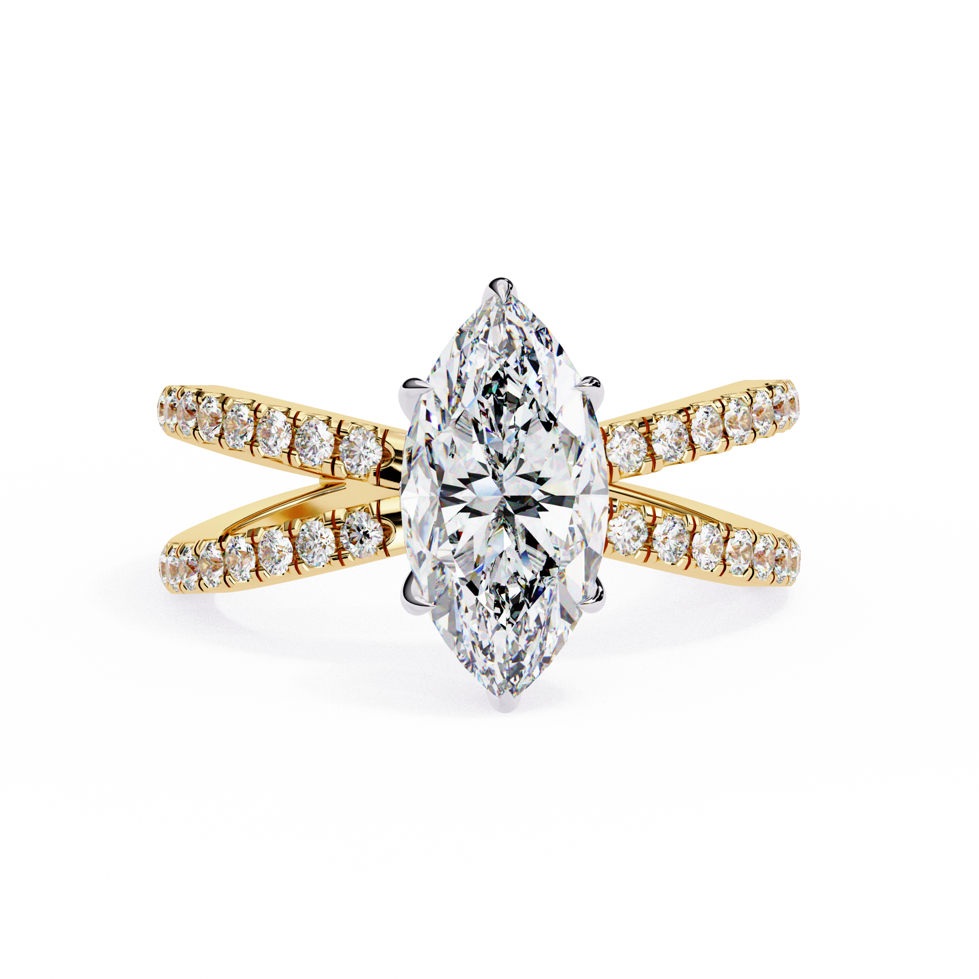 1.00ct Marquise Cut Lab-Grown Diamond Ring | Pavé Gallery & Pavé Shank | VR260041