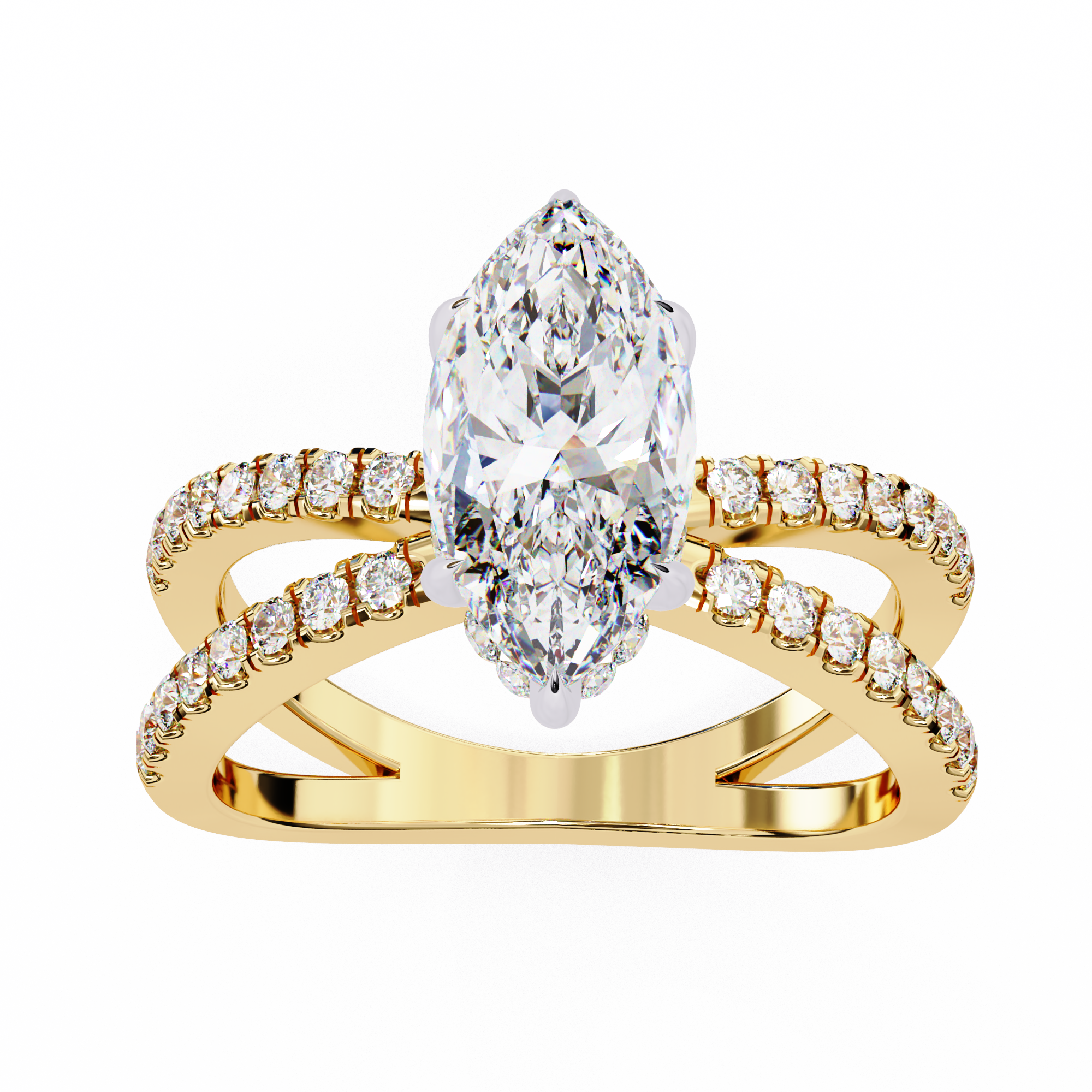 1.00ct Marquise Cut Lab-Grown Diamond Ring | Pavé Gallery & Pavé Shank | VR260041