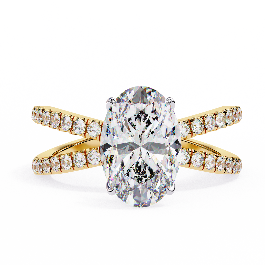 1.20ct Oval Cut Lab-Grown Diamond Ring | Pavé Gallery & Pavé Shank | VR260042