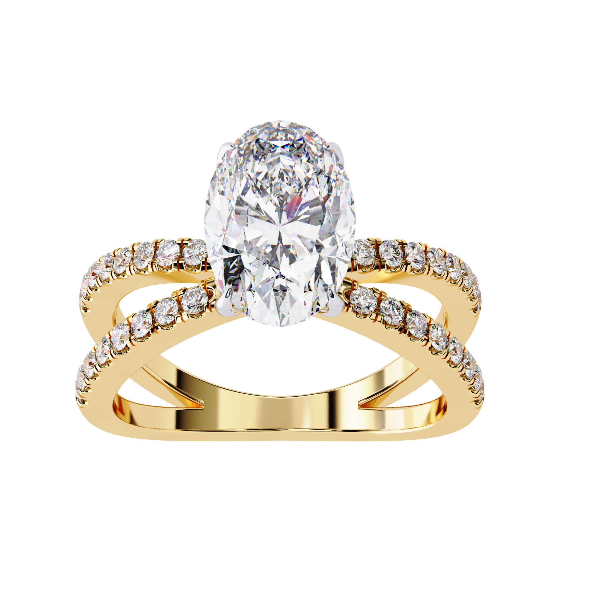 1.20ct Oval Cut Lab-Grown Diamond Ring | Pavé Gallery & Pavé Shank | VR260042