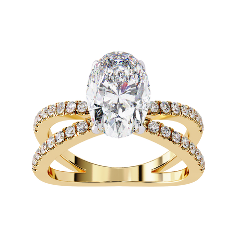 1.20ct Oval Cut Lab-Grown Diamond Ring | Pavé Gallery & Pavé Shank | VR260042