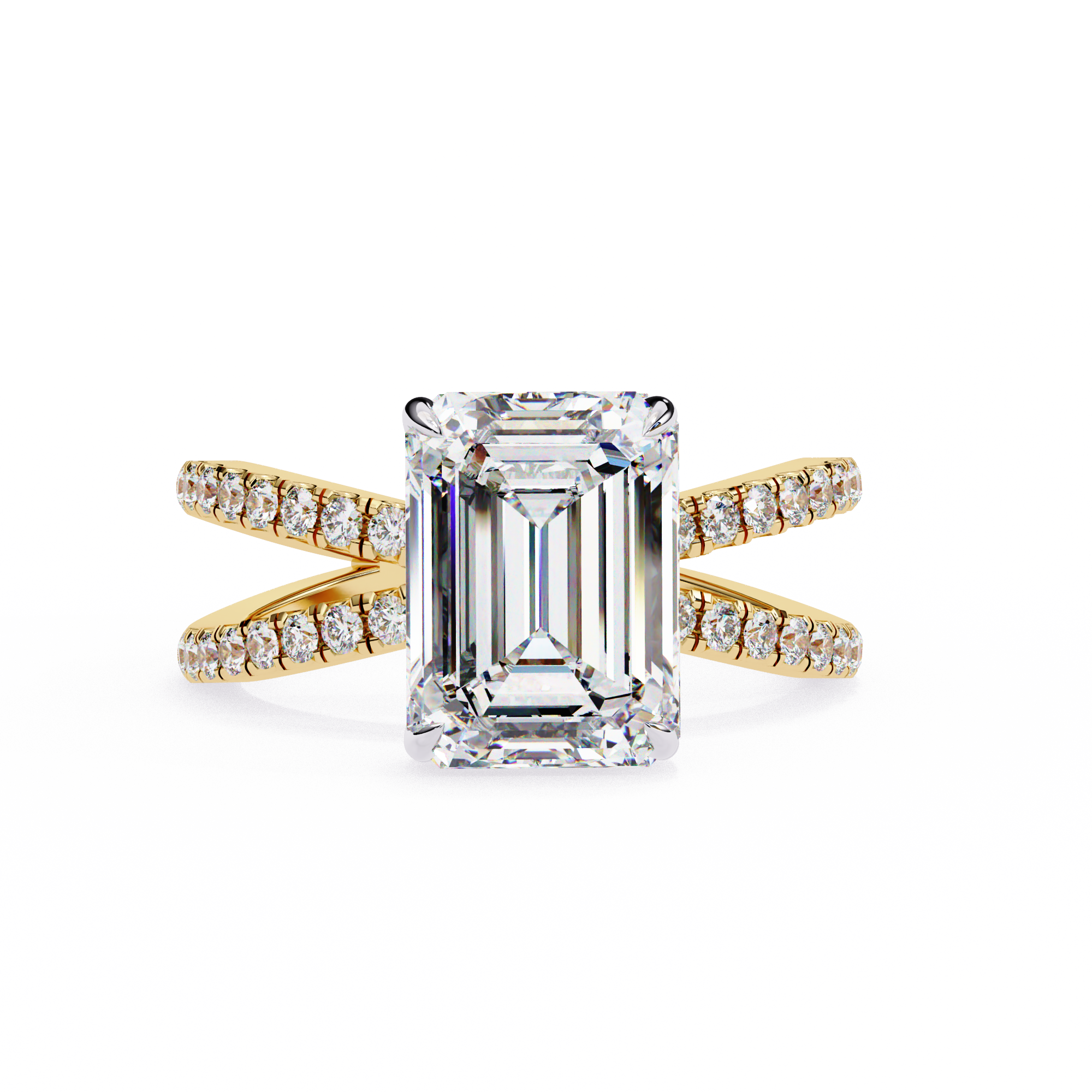 2.50ct Emerald Cut Lab-Grown Diamond Ring | Pavé Gallery & Pavé Shank | VR260043