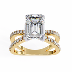 2.50ct Emerald Cut Lab-Grown Diamond Ring | Pavé Gallery & Pavé Shank | VR260043