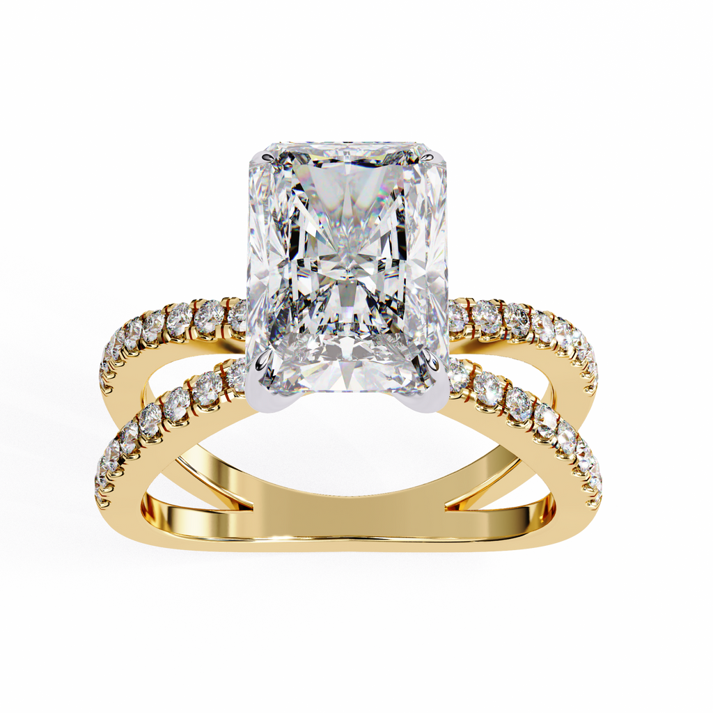2.50ct Radiant Cut Lab-Grown Diamond Ring | Pavé Gallery & Pavé Shank | VR260044