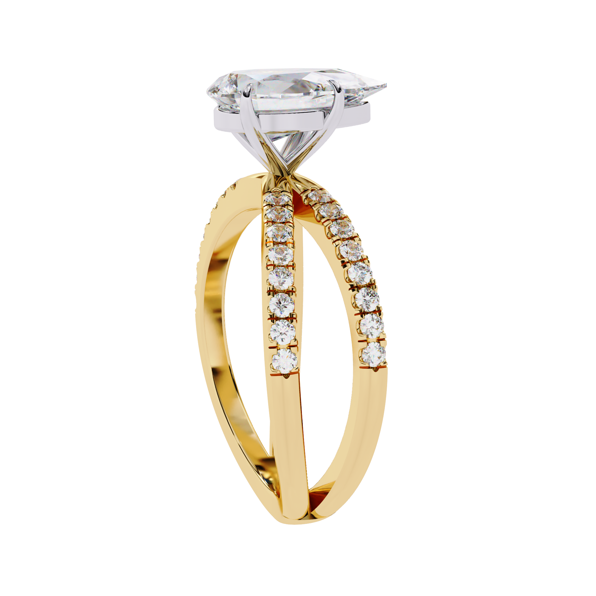 1.50ct Pear Cut Lab-Grown Diamond Ring | Pavé Gallery & Pavé Shank | VR260045