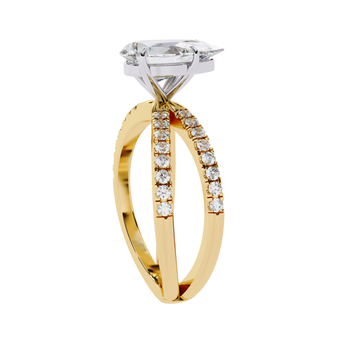 1.50ct Pear Cut Lab-Grown Diamond Ring | Pavé Gallery & Pavé Shank | VR260045