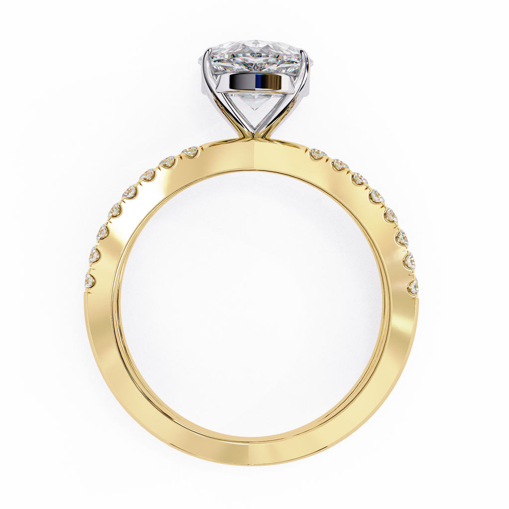 1.50ct Pear Cut Lab-Grown Diamond Ring | Pavé Gallery & Pavé Shank | VR260045