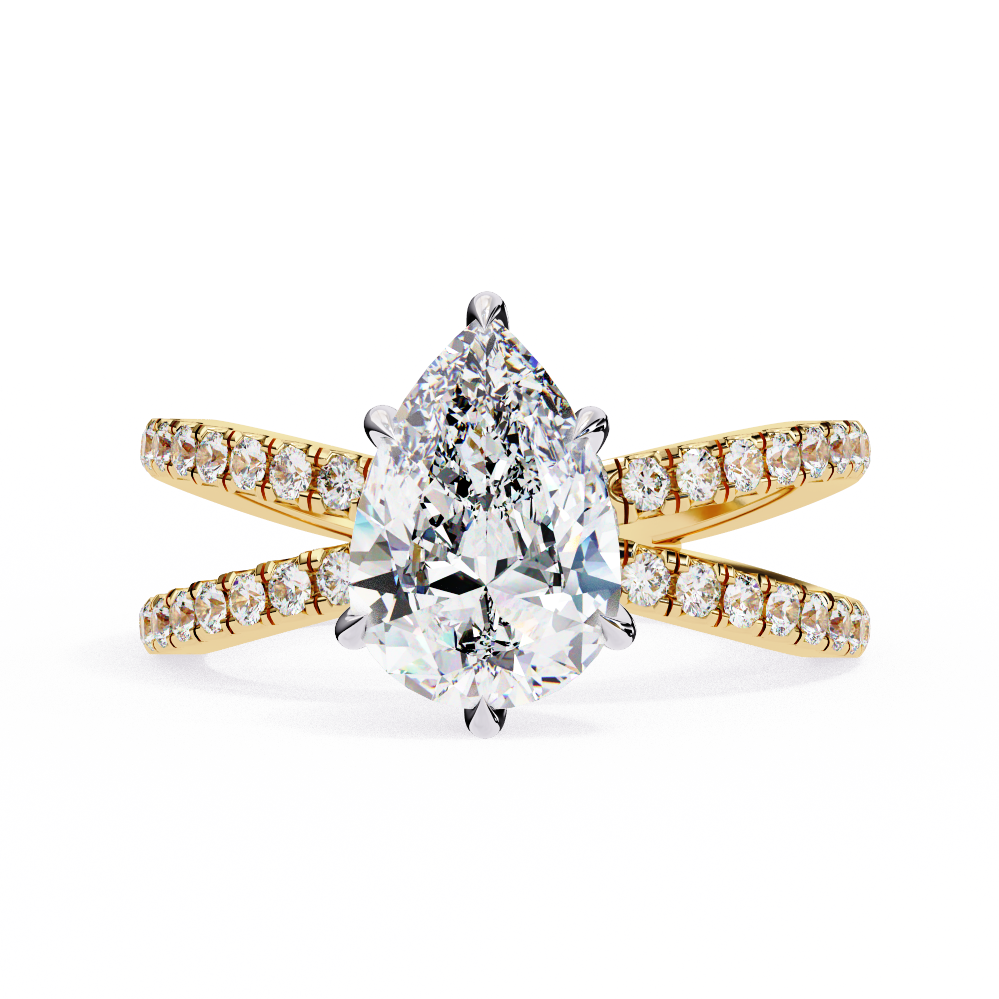 1.50ct Pear Cut Lab-Grown Diamond Ring | Pavé Gallery & Pavé Shank | VR260045