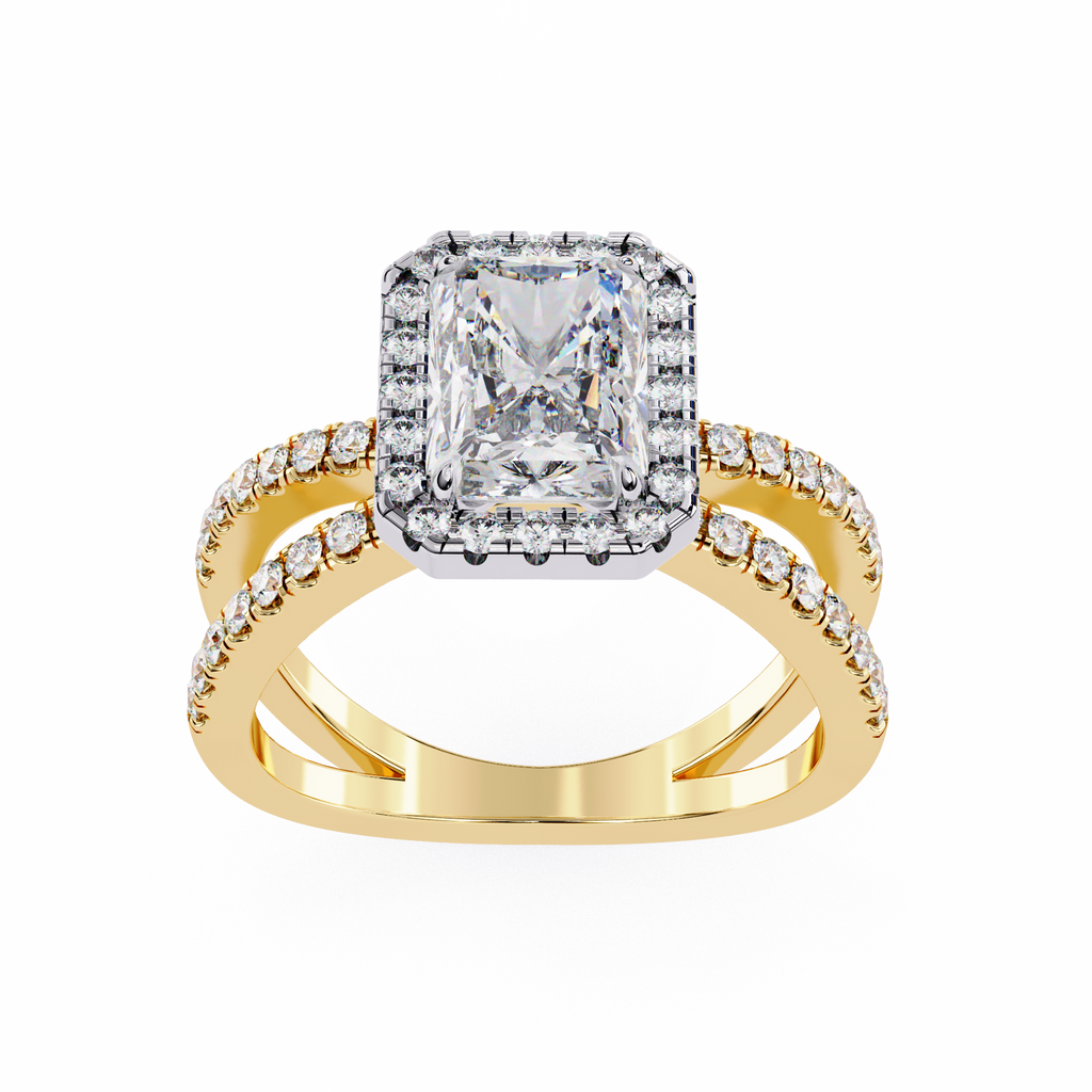 2.00ct Radiant Cut Lab-Grown Diamond Ring | Pavé Halo & Pavé Shank | VR260046