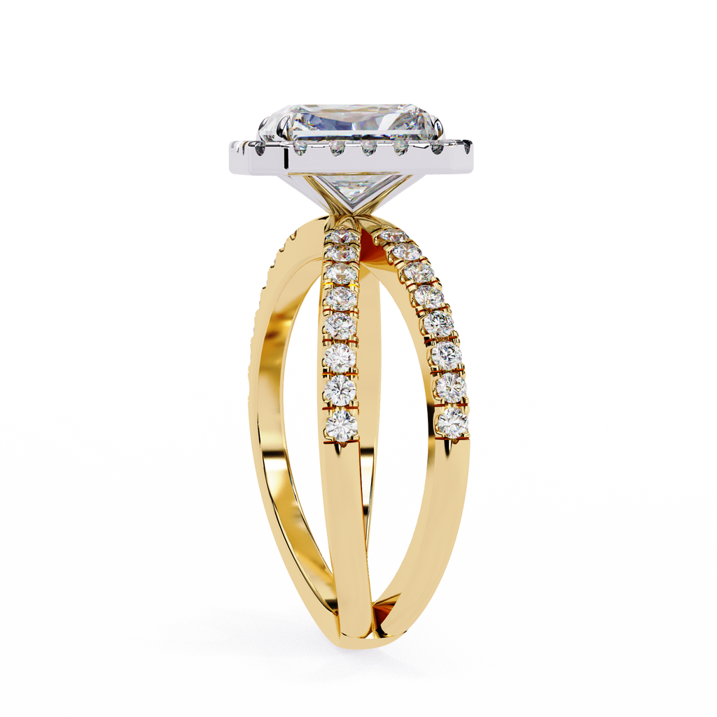2.00ct Radiant Cut Lab-Grown Diamond Ring | Pavé Halo & Pavé Shank | VR260046