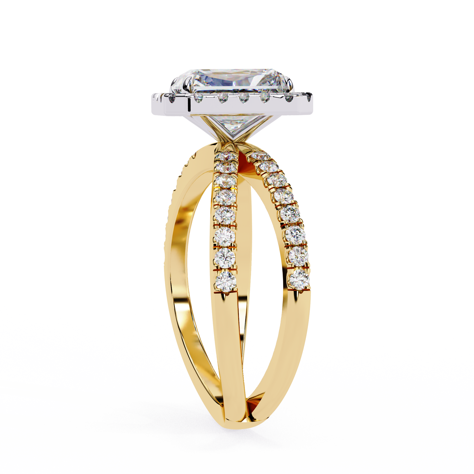 2.00ct Radiant Cut Lab-Grown Diamond Ring | Pavé Halo & Pavé Shank | VR260046