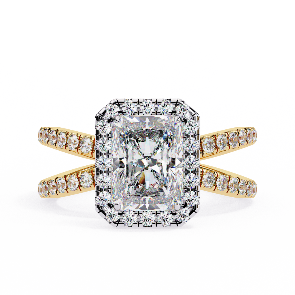2.00ct Radiant Cut Lab-Grown Diamond Ring | Pavé Halo & Pavé Shank | VR260046