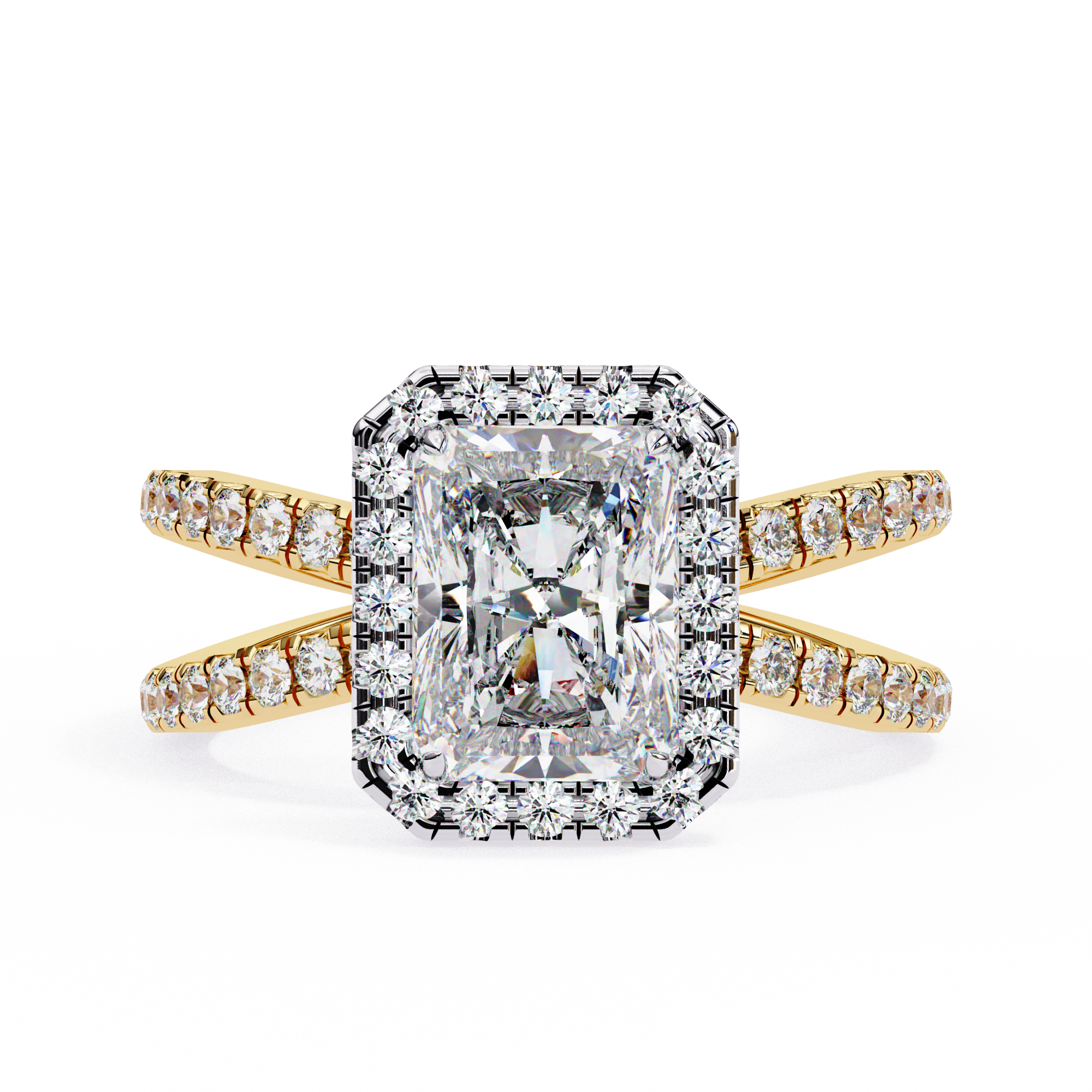 2.00ct Radiant Cut Lab-Grown Diamond Ring | Pavé Halo & Pavé Shank | VR260046