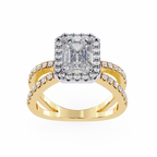 1.50ct Emerald Cut Lab-Grown Diamond Ring | Pavé Halo & Pavé Shank | VR260047