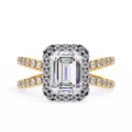 1.50ct Emerald Cut Lab-Grown Diamond Ring | Pavé Halo & Pavé Shank | VR260047