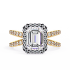 1.50ct Emerald Cut Lab-Grown Diamond Ring | Pavé Halo & Pavé Shank | VR260047
