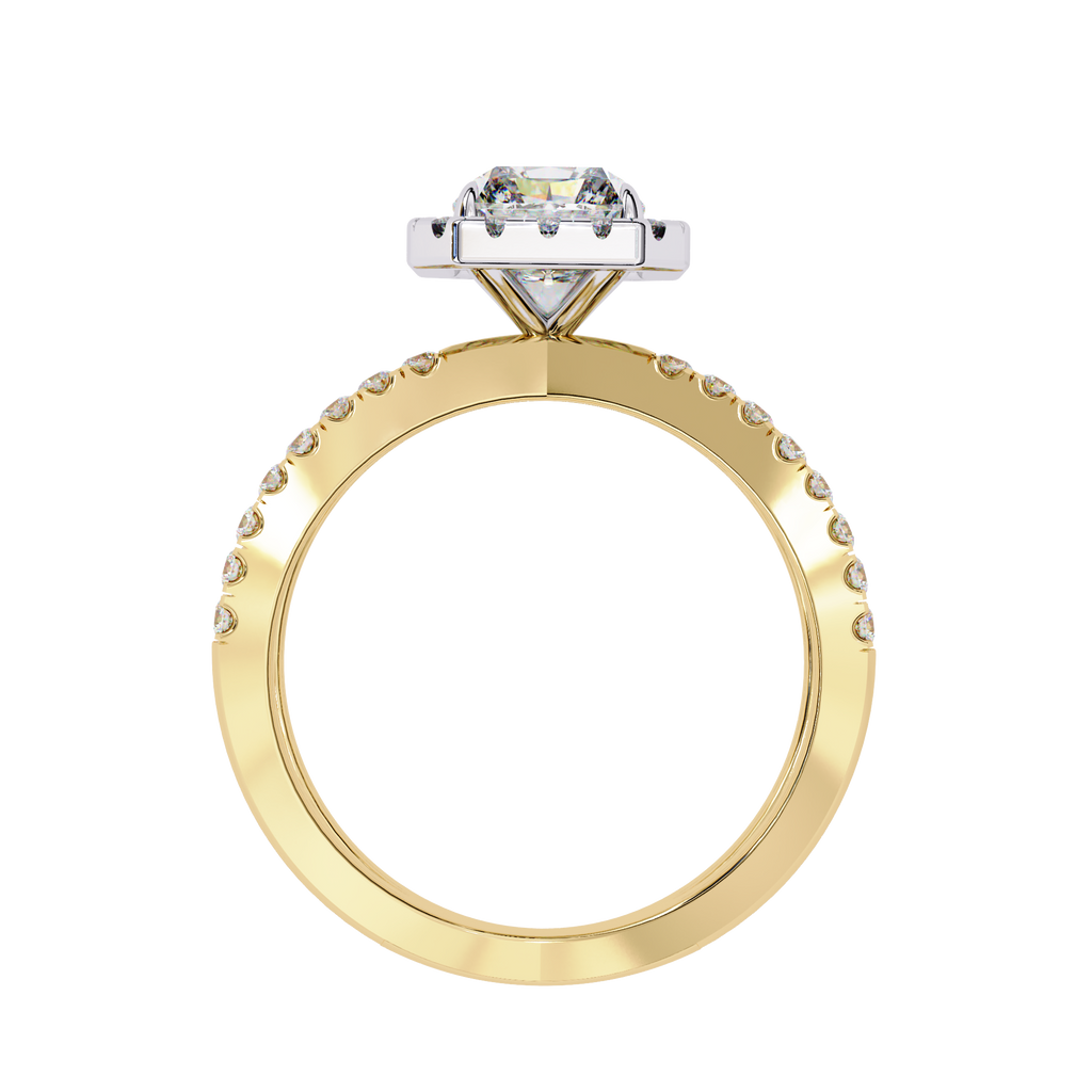 1.50ct Emerald Cut Lab-Grown Diamond Ring | Pavé Halo & Pavé Shank | VR260047