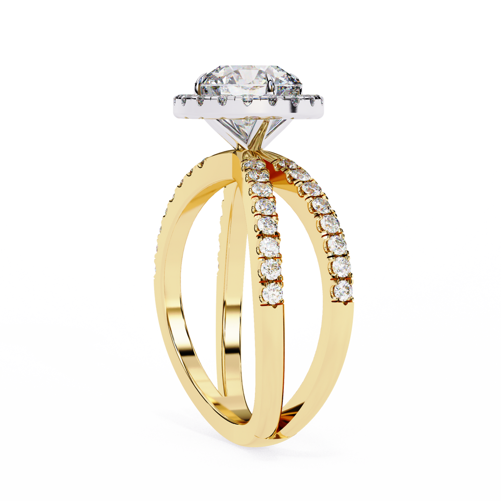 1.50ct Round Brilliant Lab-Grown Diamond Ring | Pavé Halo & Pavé Shank | VR260048
