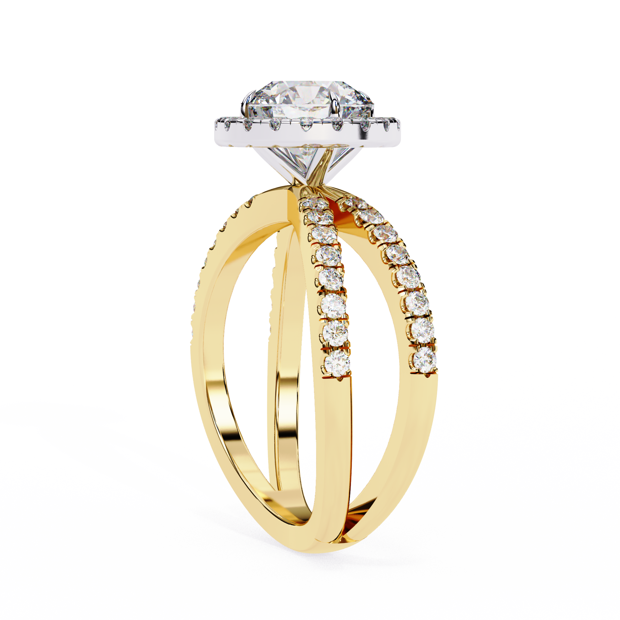 1.50ct Round Brilliant Lab-Grown Diamond Ring | Pavé Halo & Pavé Shank | VR260048