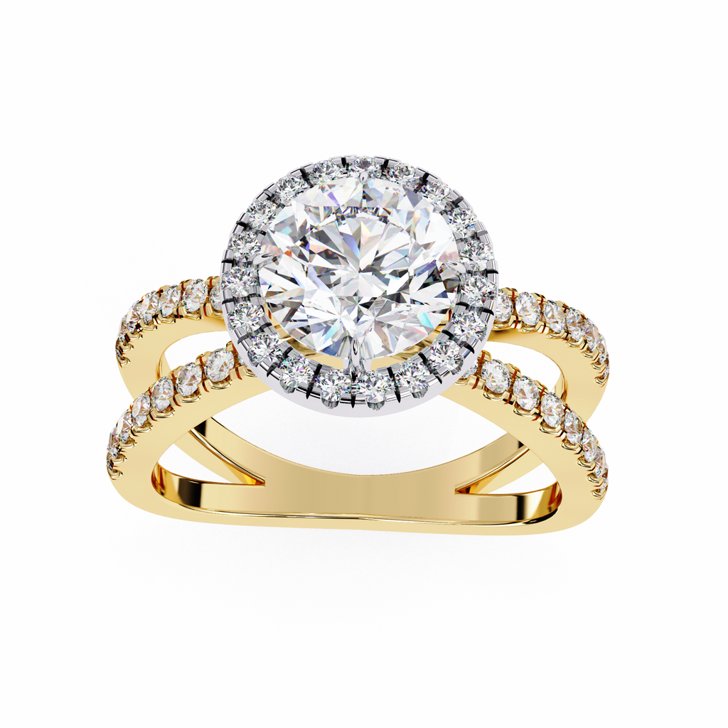 1.50ct Round Brilliant Lab-Grown Diamond Ring | Pavé Halo & Pavé Shank | VR260048