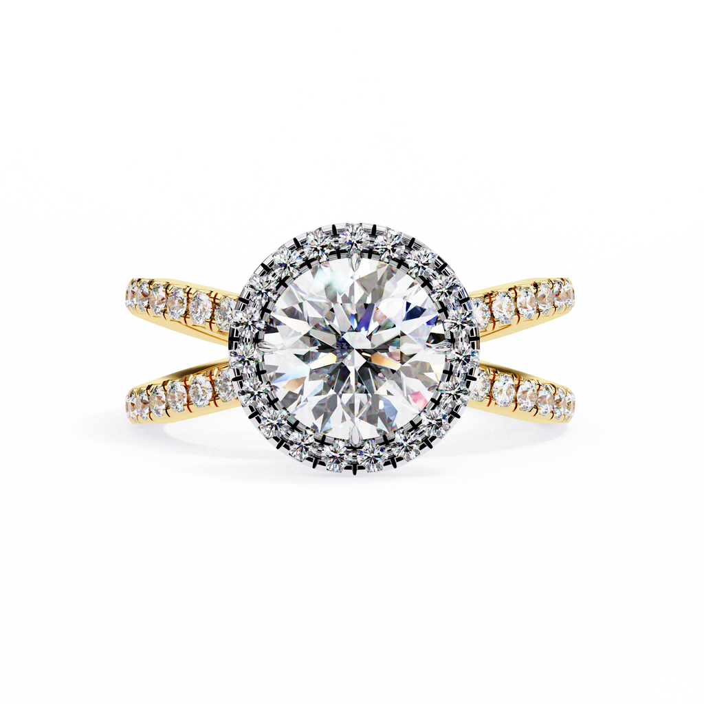 1.50ct Round Brilliant Lab-Grown Diamond Ring | Pavé Halo & Pavé Shank | VR260048
