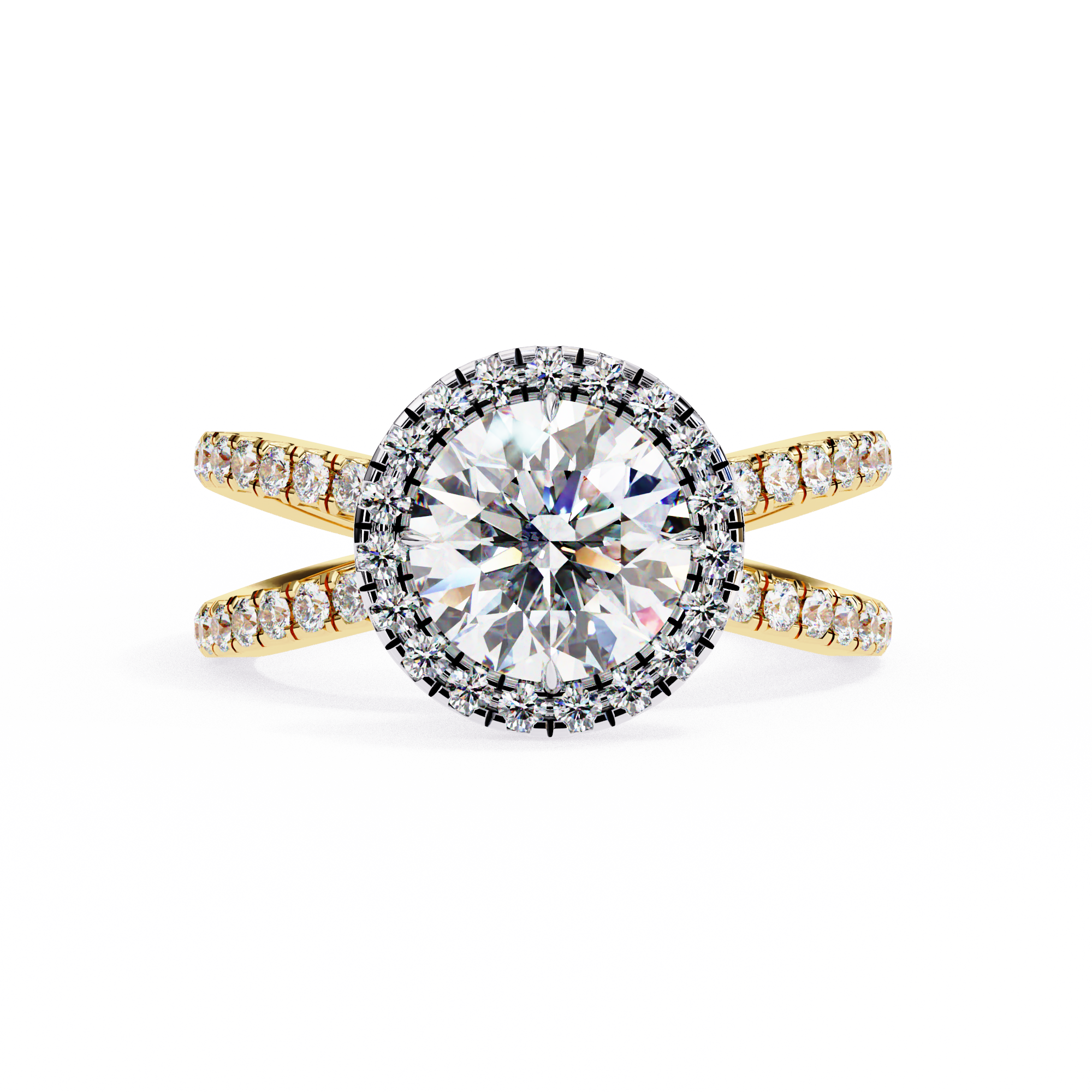 1.50ct Round Brilliant Lab-Grown Diamond Ring | Pavé Halo & Pavé Shank | VR260048