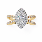 1.00ct Marquise Cut Lab-Grown Diamond Ring | Pavé Halo & Pavé Shank | VR260050