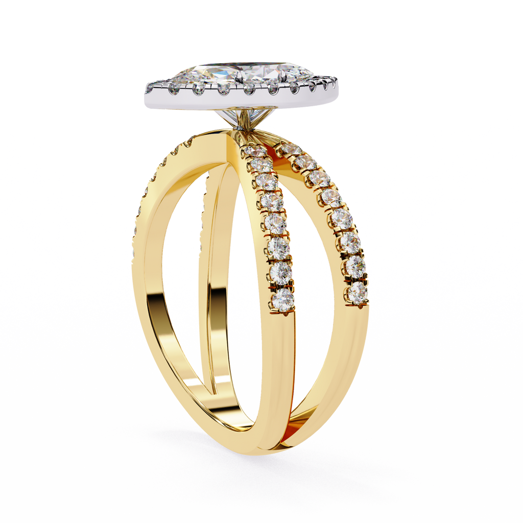 1.00ct Marquise Cut Lab-Grown Diamond Ring | Pavé Halo & Pavé Shank | VR260050