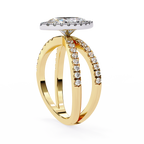 1.00ct Marquise Cut Lab-Grown Diamond Ring | Pavé Halo & Pavé Shank | VR260050